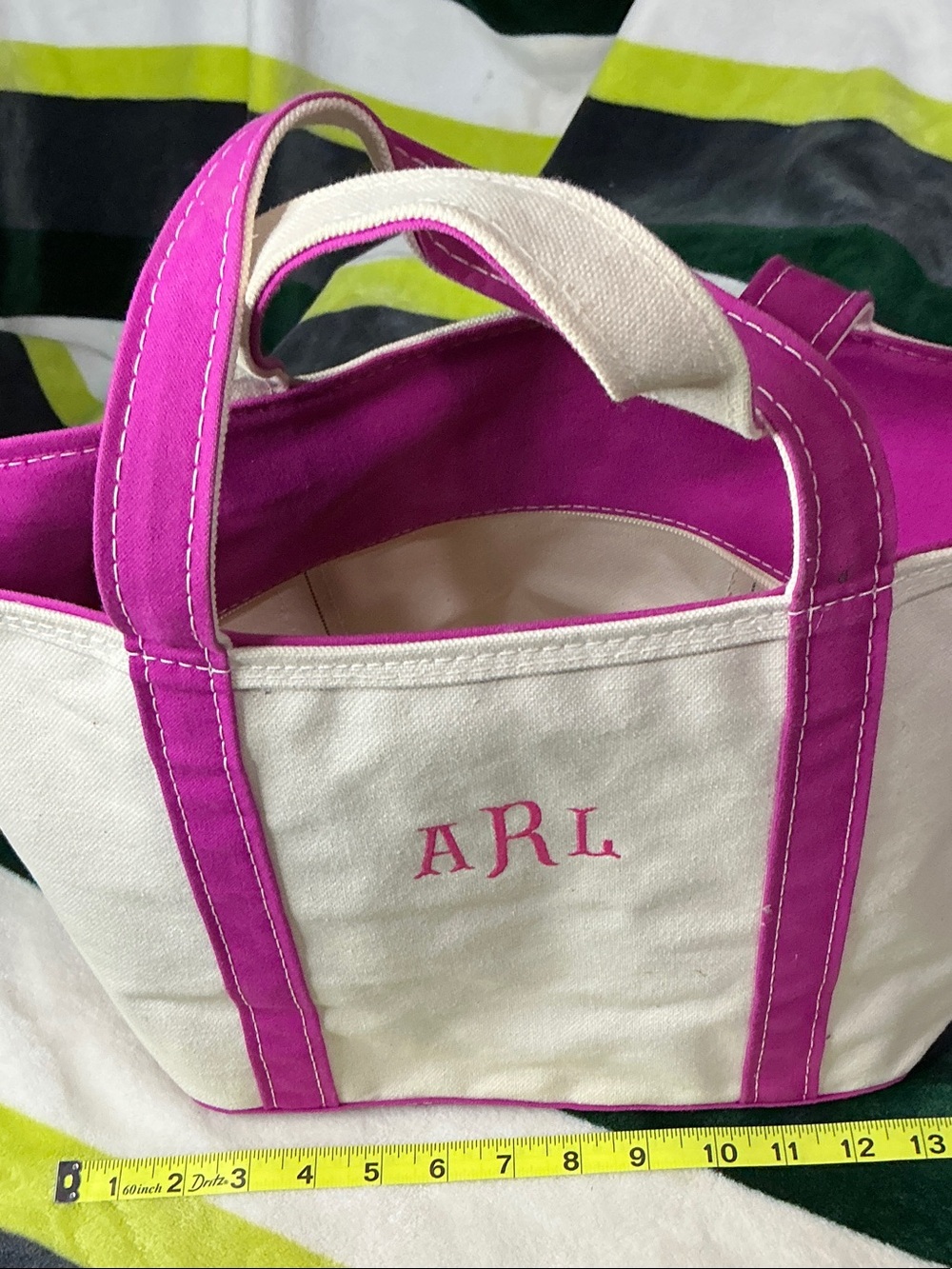 L.L. Bean Canvas Tote with Pink Trim - Picture 3 of 12